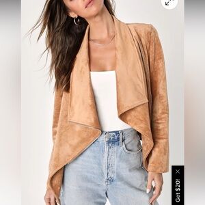 Lulu's Camel Suede Moto Jacket